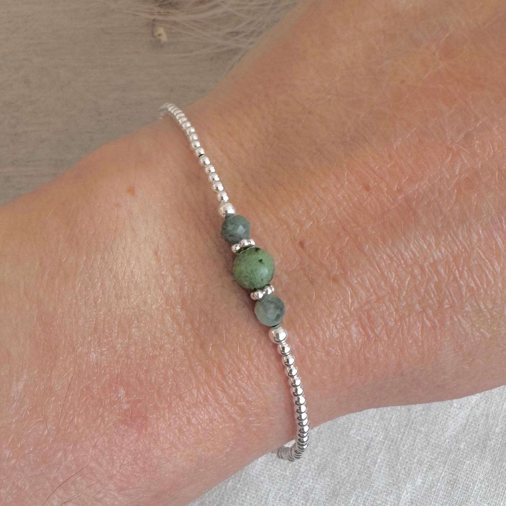 Emerald & Zoisite Bracelet, May Birthstone