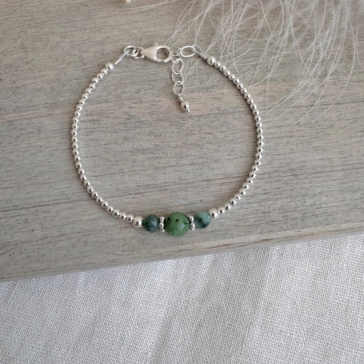 Emerald & Zoisite Bracelet, May Birthstone