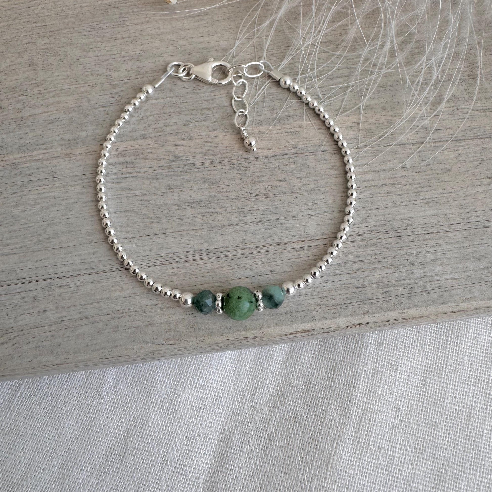 Emerald & Zoisite Bracelet, May Birthstone