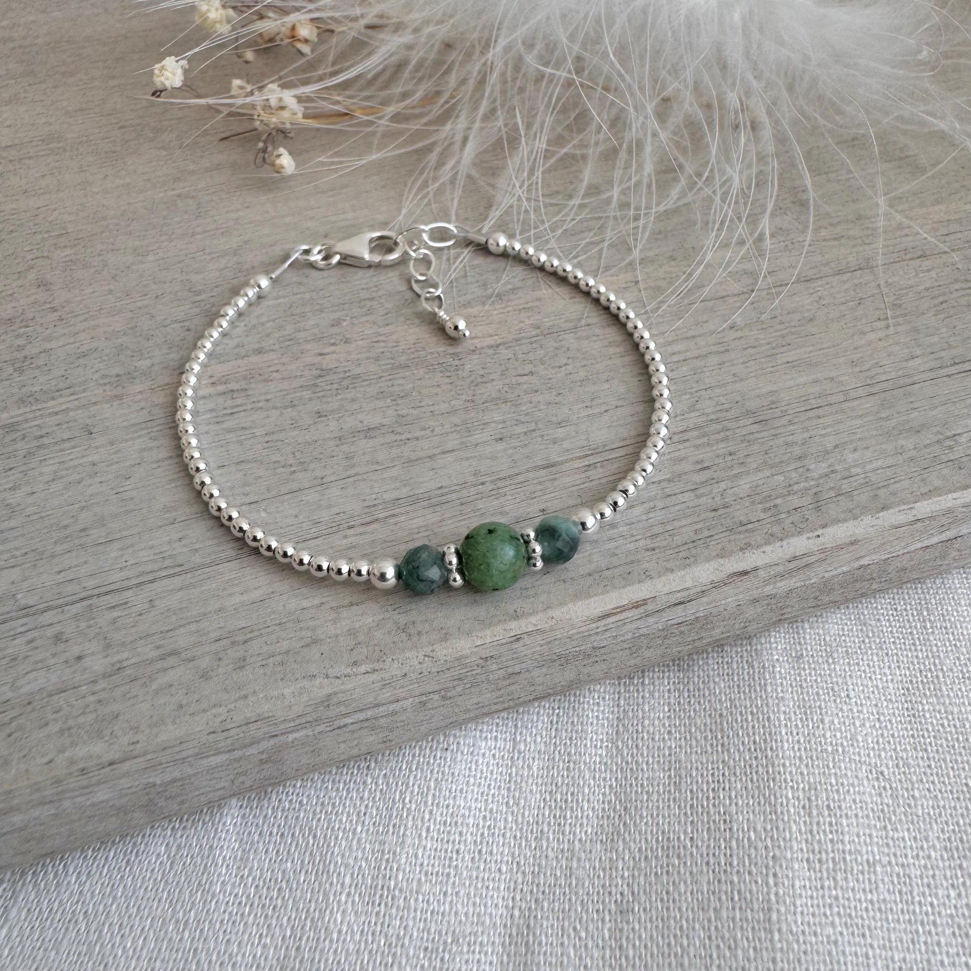 Emerald & Zoisite Bracelet, May Birthstone