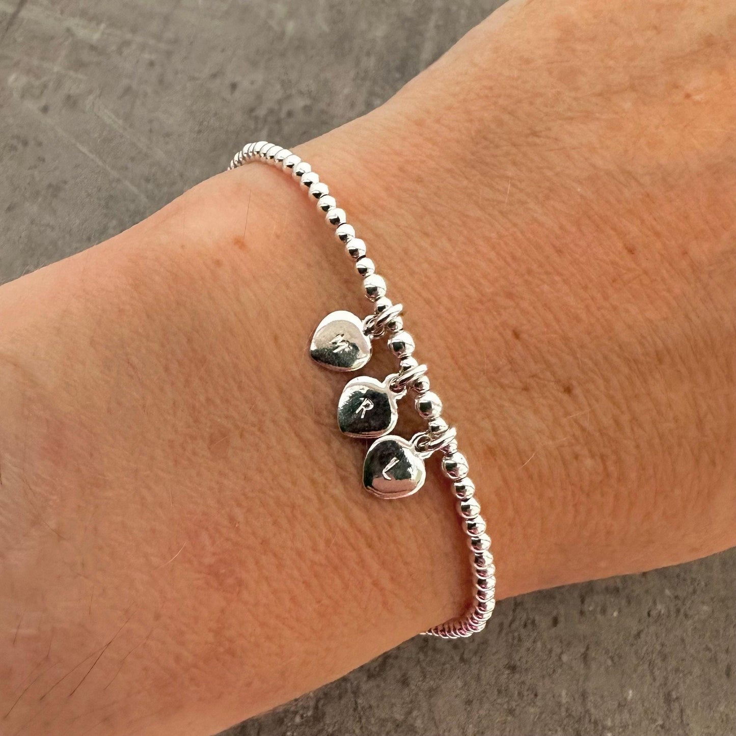 Personalised Slider Bracelet with Family Initials Charm Bracelet, Sterling Silver bracelet