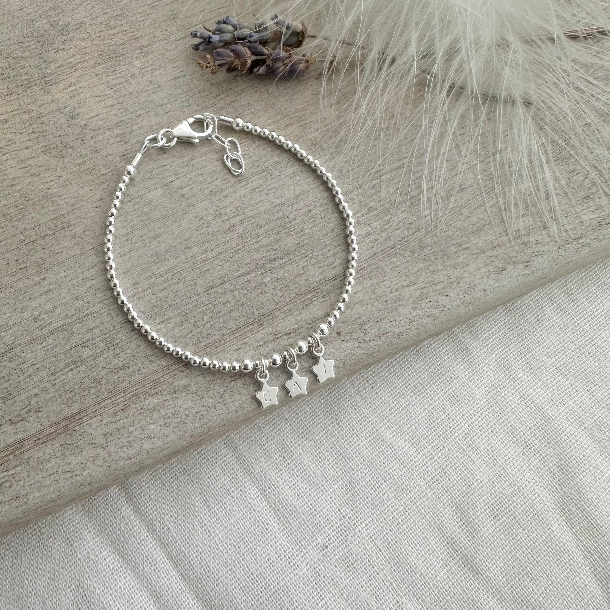 Stars Family Initials Bracelet in Sterling Silver