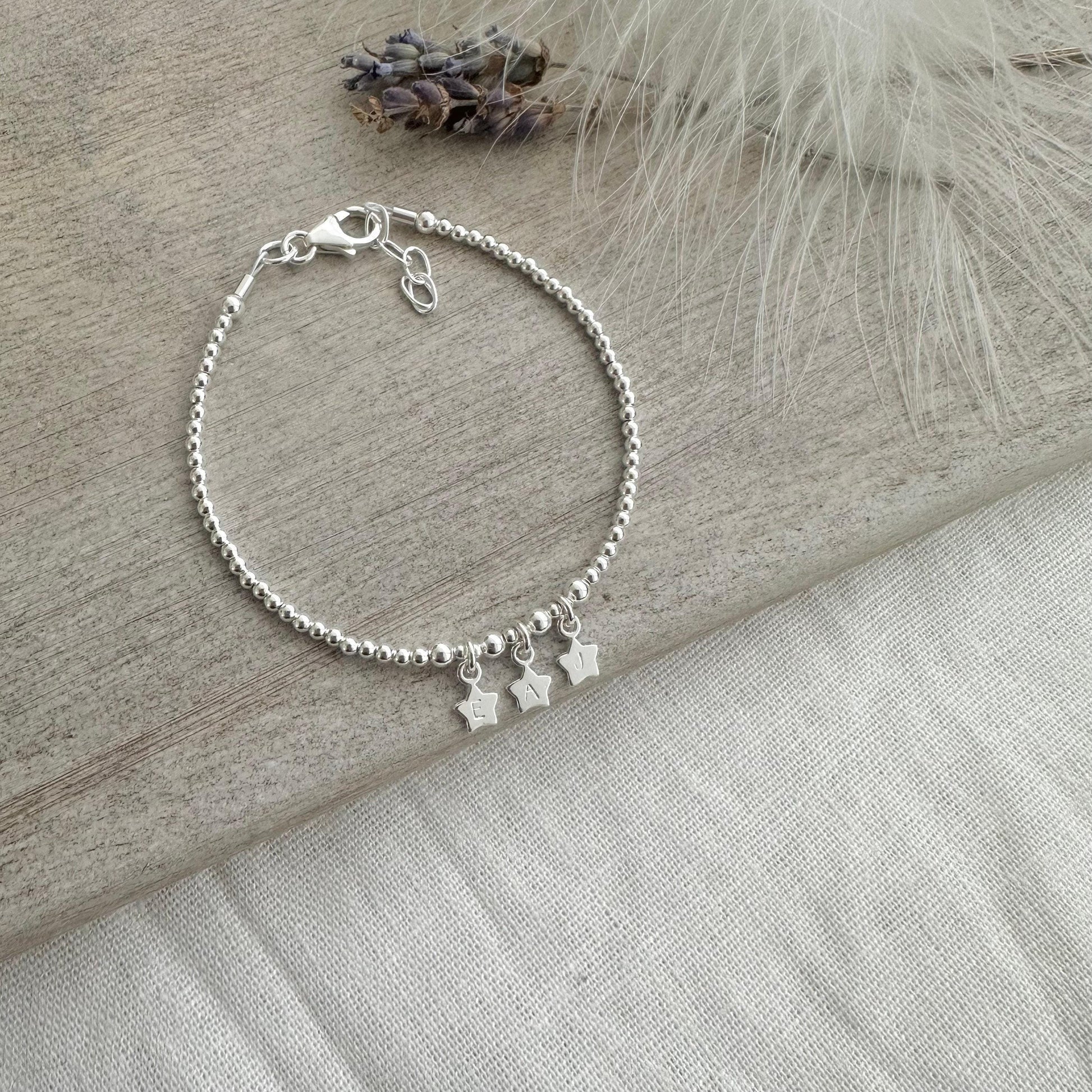 Stars Family Initials Bracelet in Sterling Silver