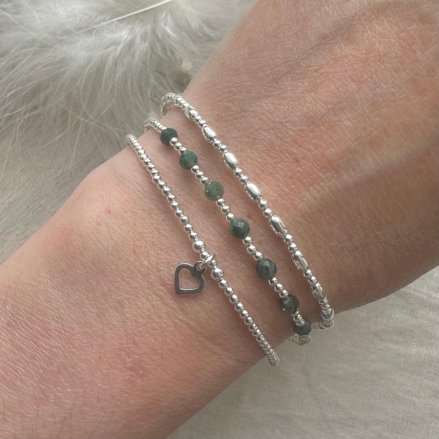 May Birthstone Emerald Bracelet Set in Sterling Silver