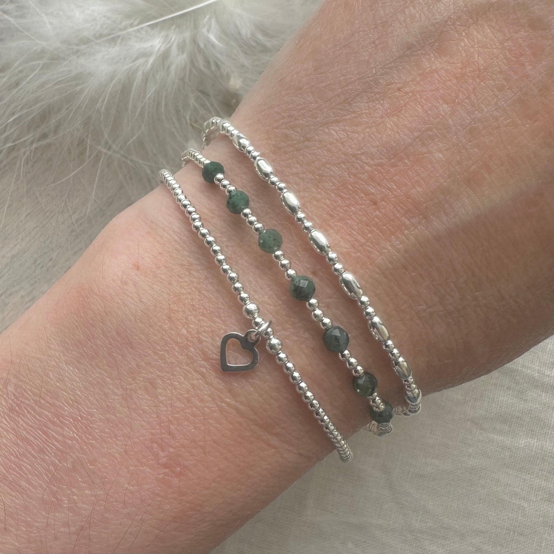 May Birthstone Emerald Bracelet Set in Sterling Silver
