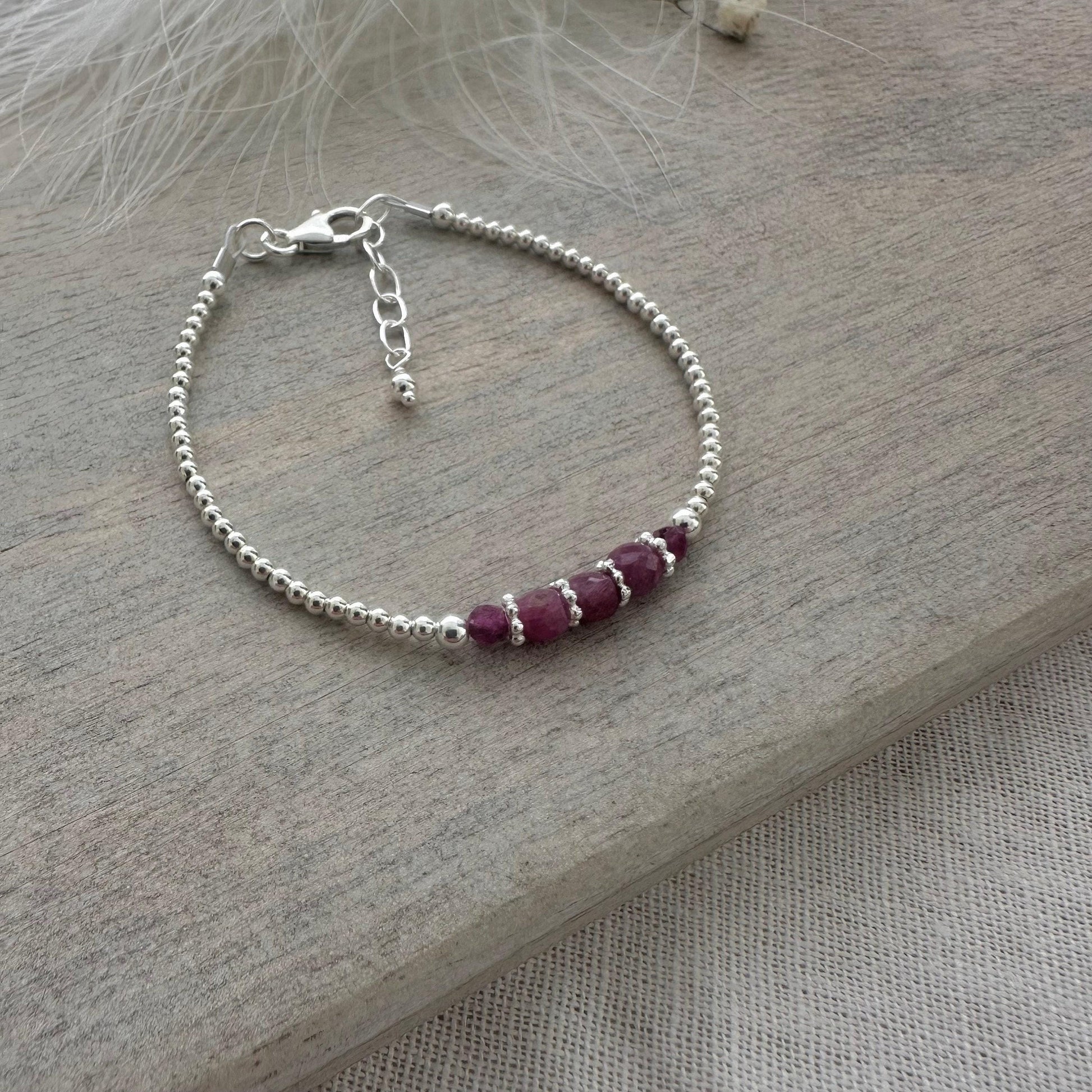 July Birthstone Bracelet, Ruby Bracelet