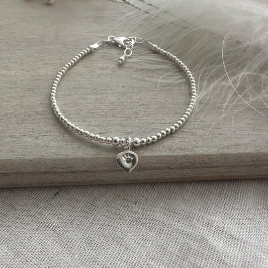 Paw Bracelet sterling silver, Cat mum gift