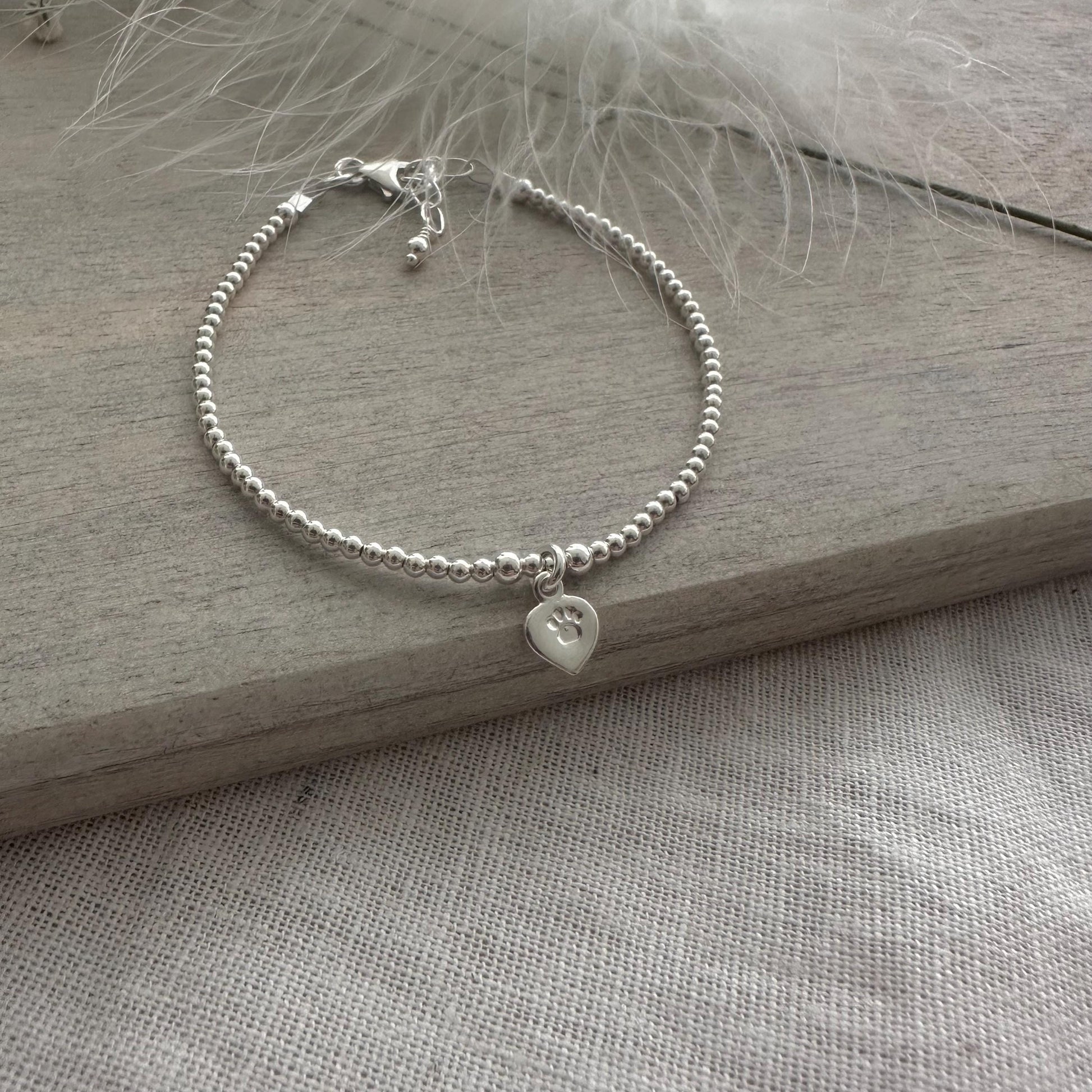 Paw Bracelet sterling silver, Cat mum gift