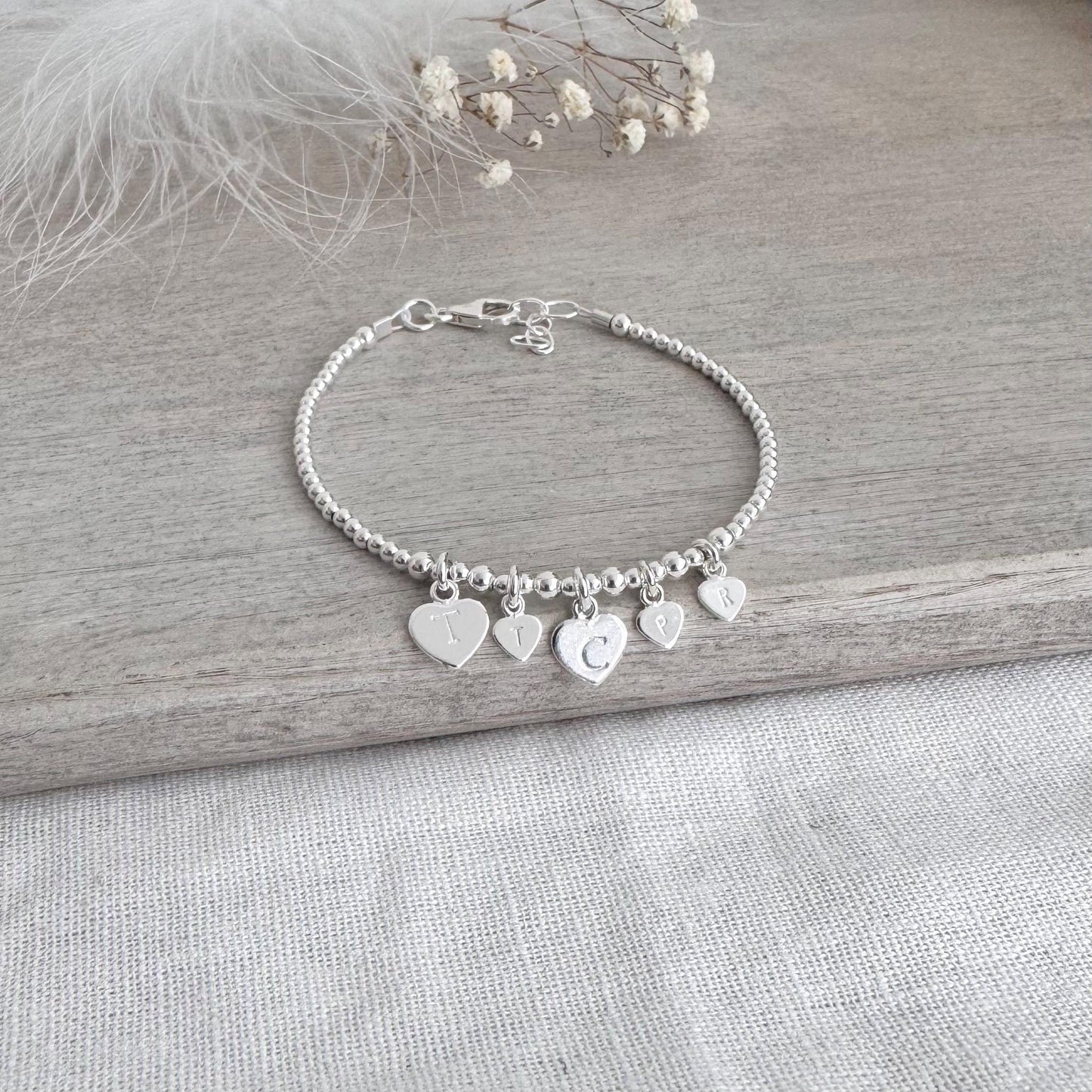 Nanny Charm Bracelet, Grandmother Mothers Day gift with family initials