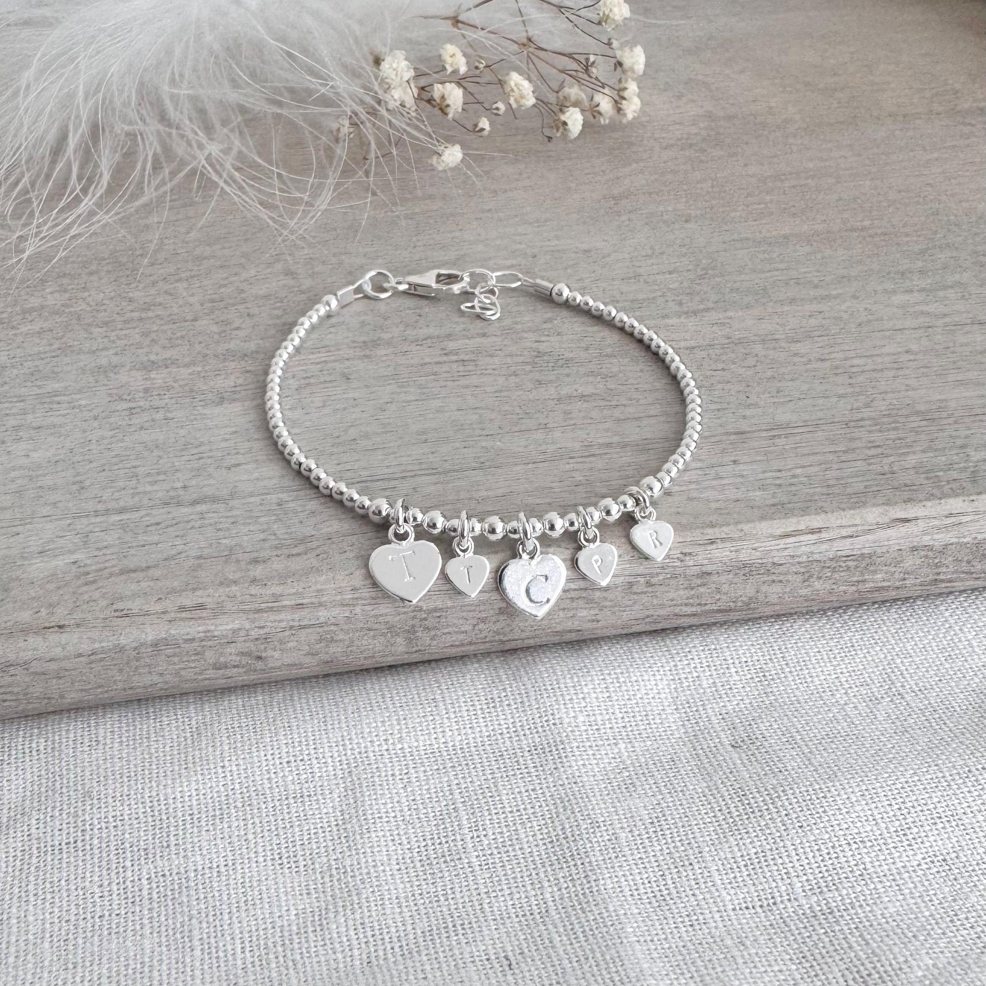 Nanny Charm Bracelet, Grandmother Mothers Day gift with family initials