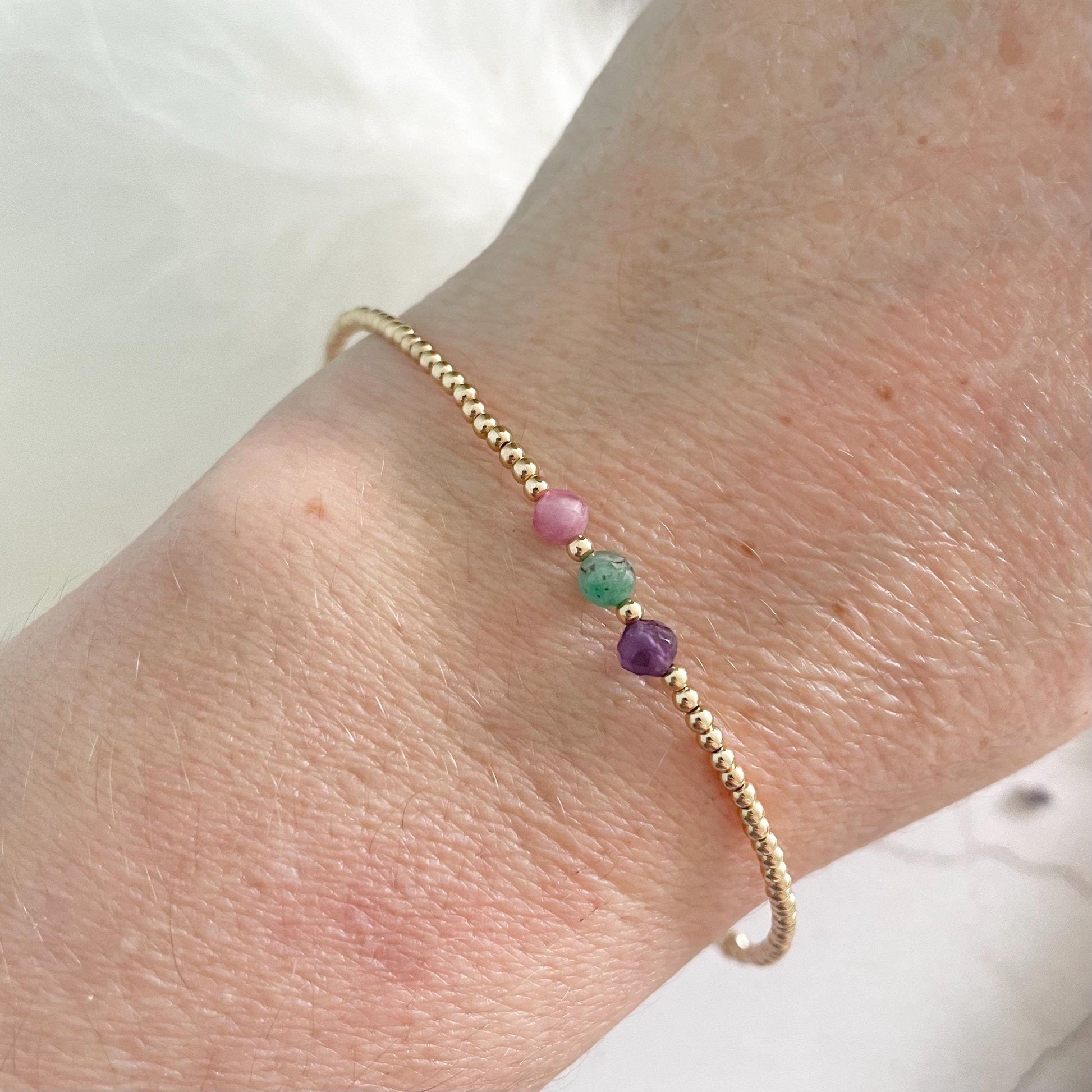 Gold Birthstone Bracelet, Family Birthstones