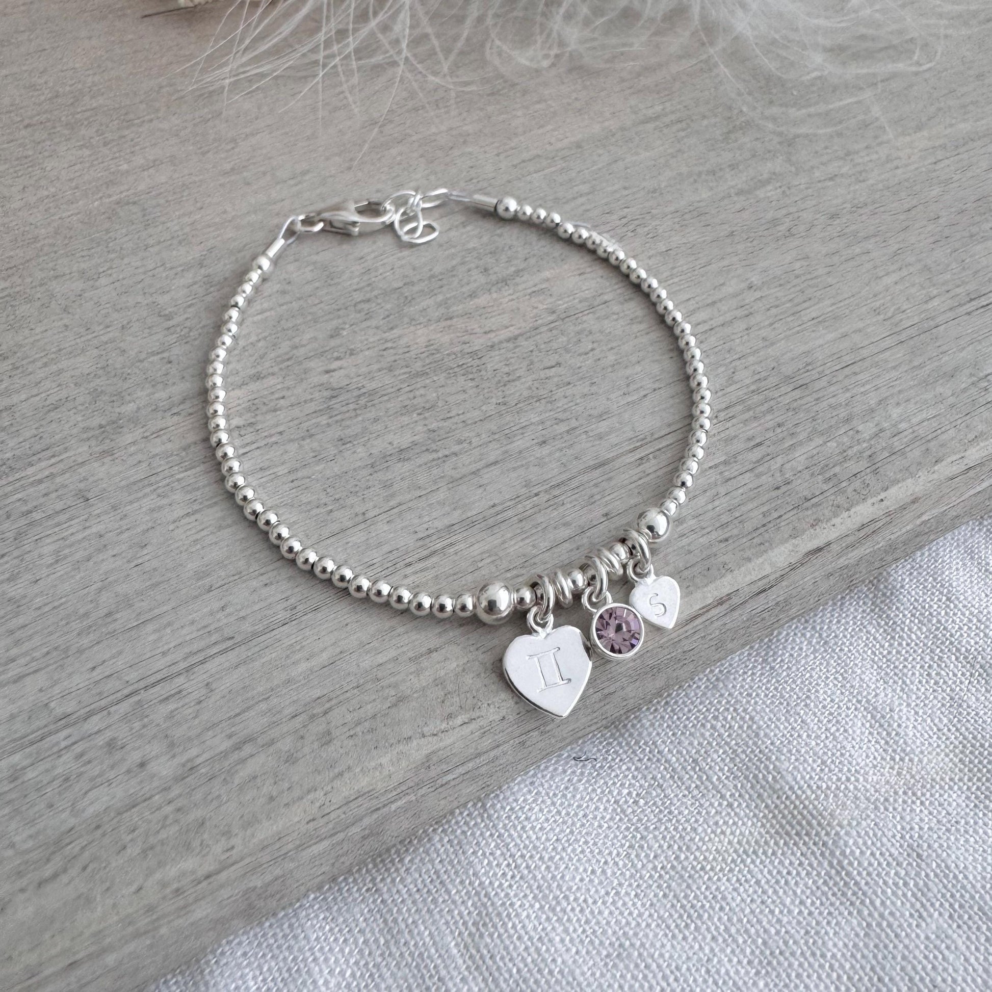 Personalised Star Sign Birthstone Bracelet, Birthday Gift with Zodiac in Sterling Silver