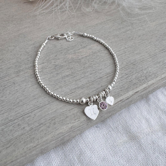 Personalised Star Sign Birthstone Bracelet, Birthday Gift with Zodiac in Sterling Silver
