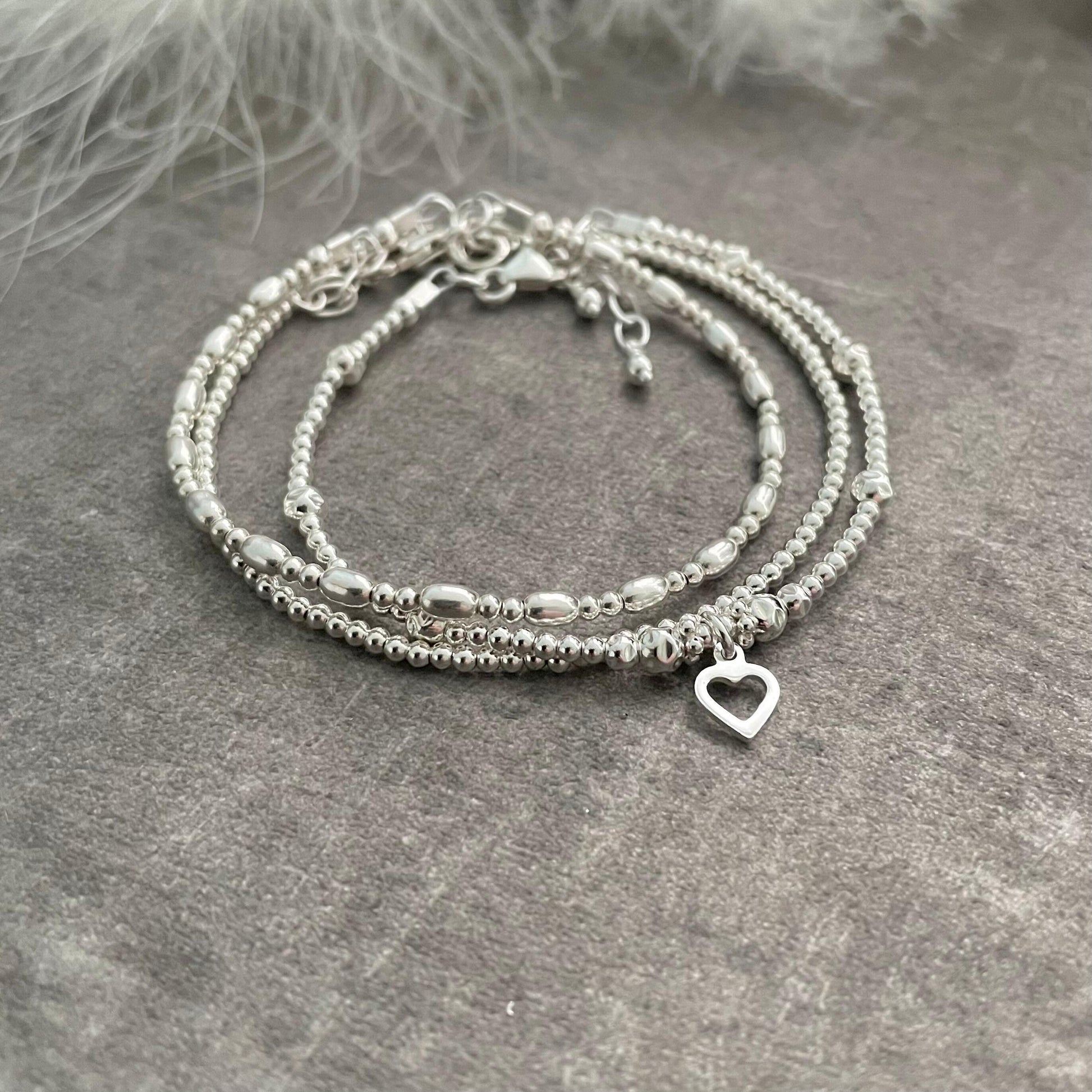 Three Layering Bracelets, Sterling Silver Bracelet Set