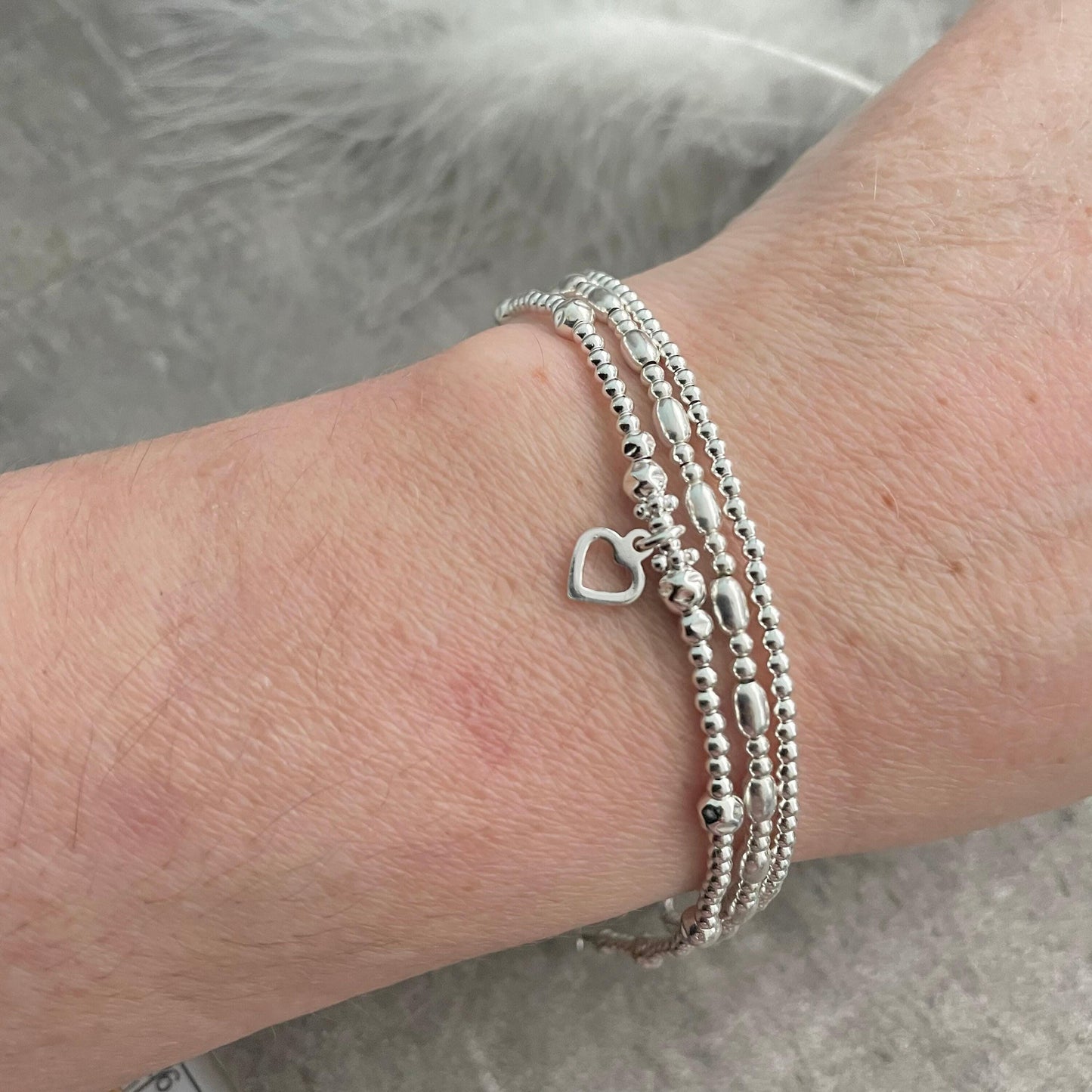 Three Layering Bracelets, Sterling Silver Bracelet Set