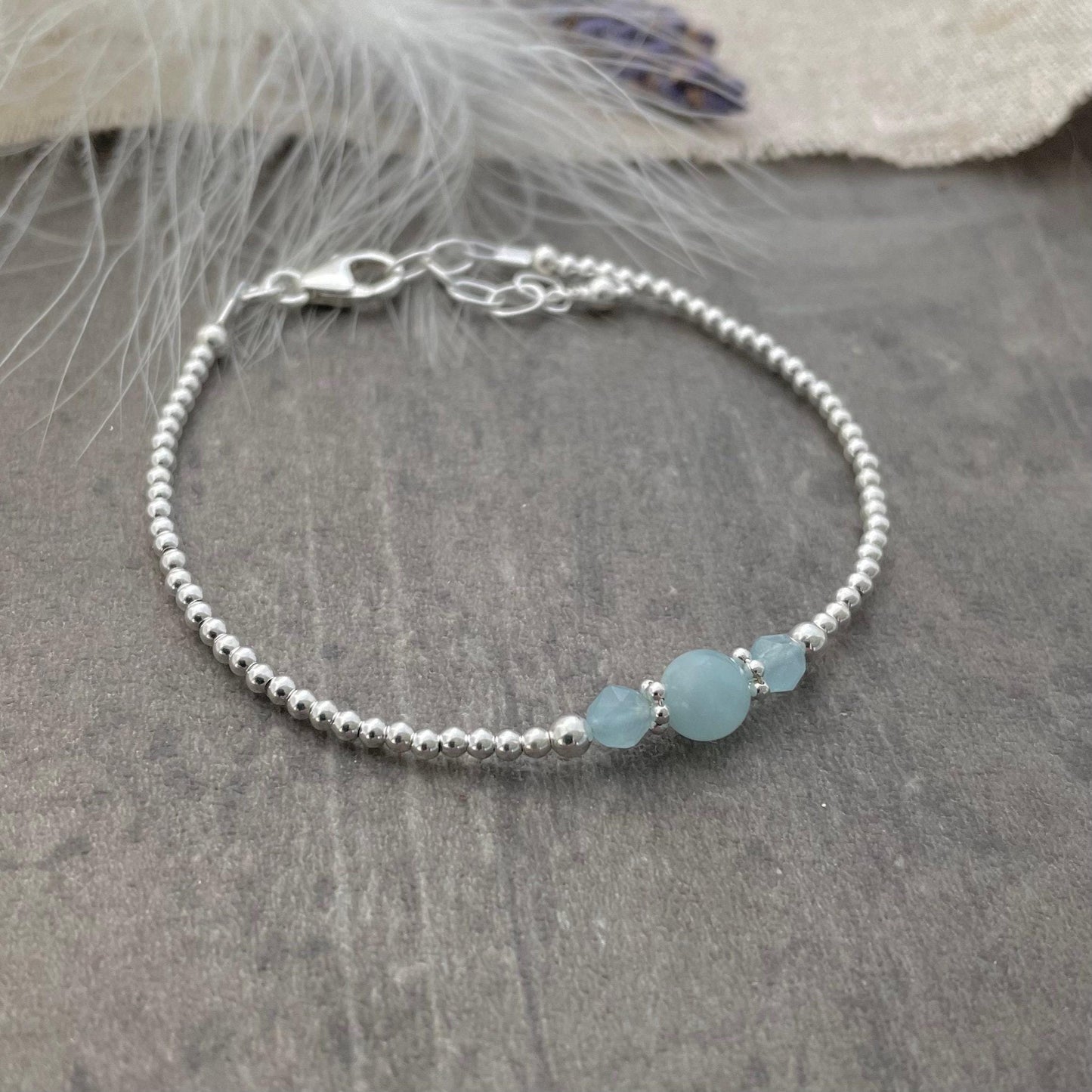 Dainty Aquamarine Bracelet, March Birthstone