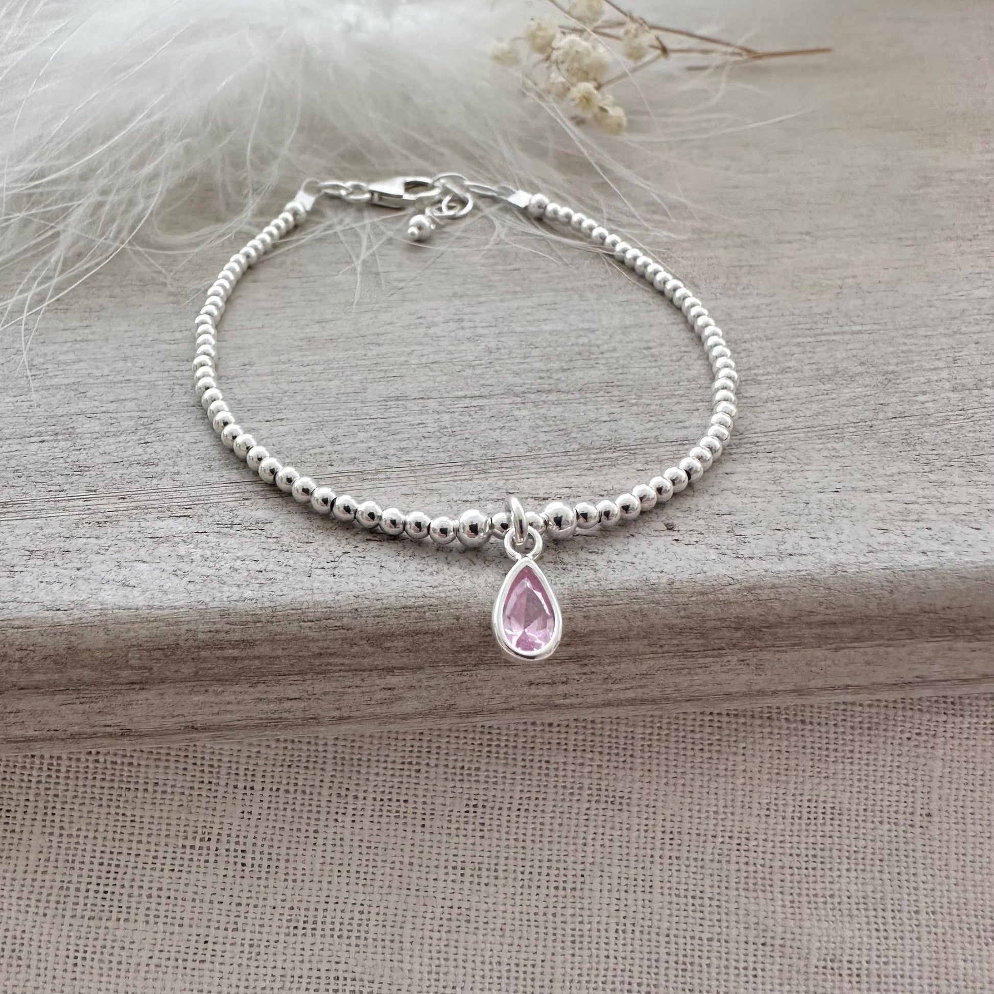 Cubic Zirconia Birthstone Bracelet, Birthday gift for women