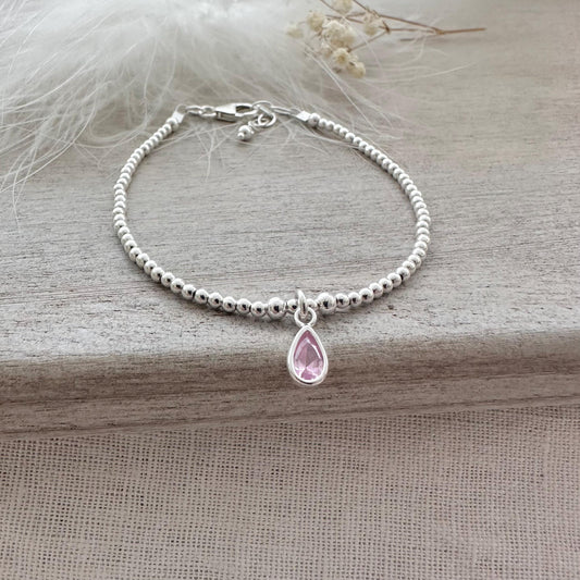 Cubic Zirconia Birthstone Bracelet, Birthday gift for women