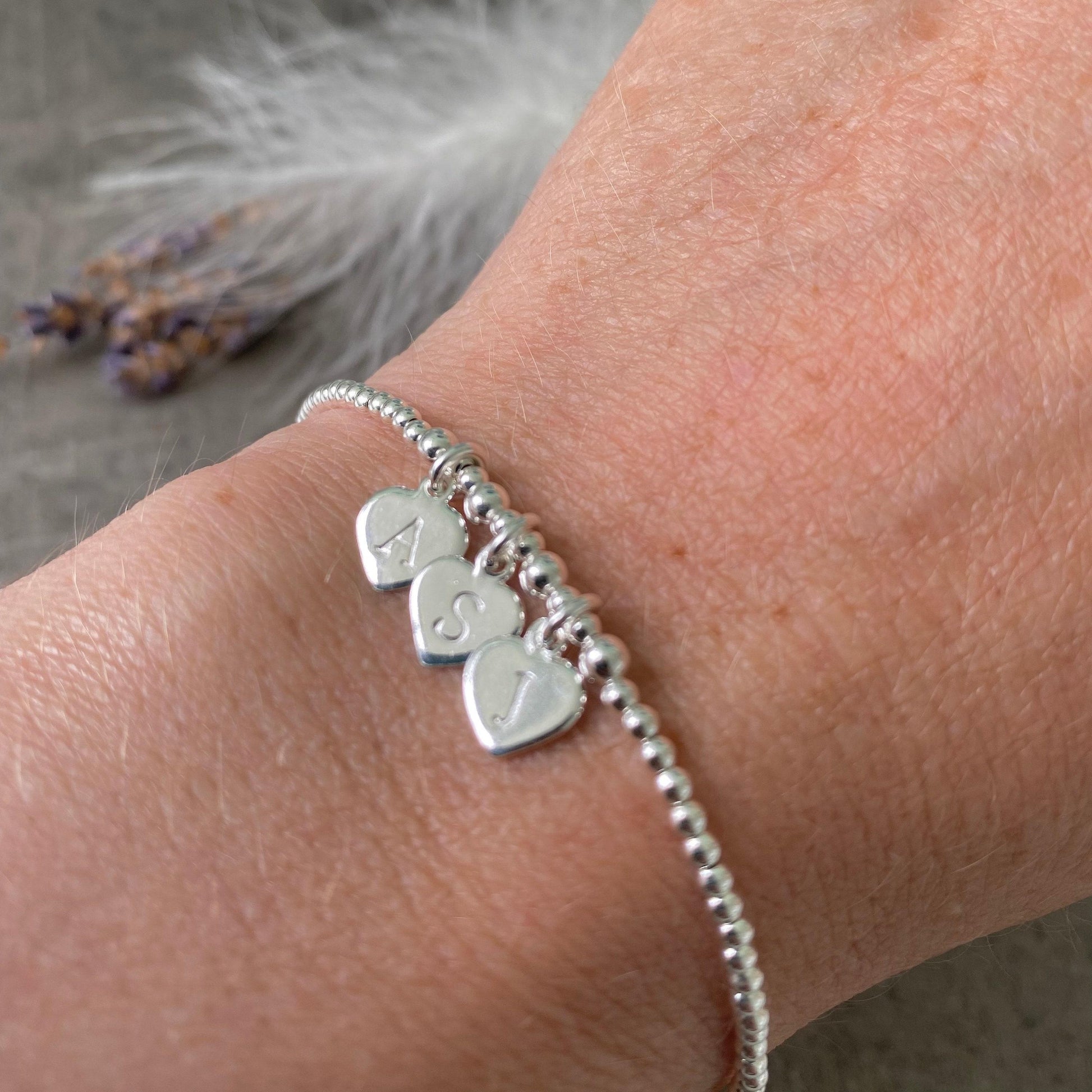 Personalised Family Initials Bracelet, Dainty Beaded Monogram Jewellery