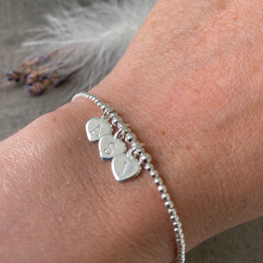 Personalised Family Initials Bracelet, Dainty Beaded Monogram Jewellery