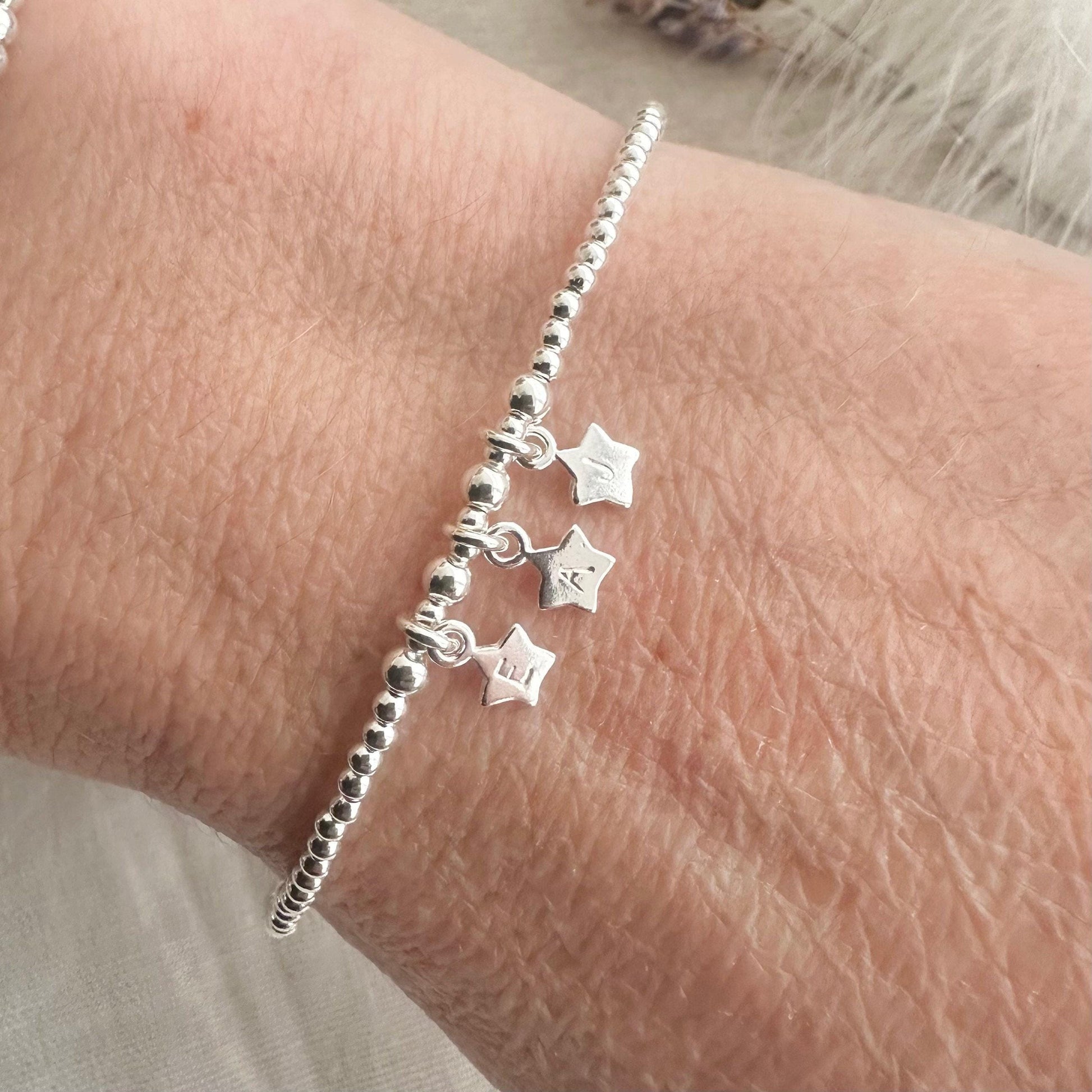 Stars Family Initials Bracelet in Sterling Silver
