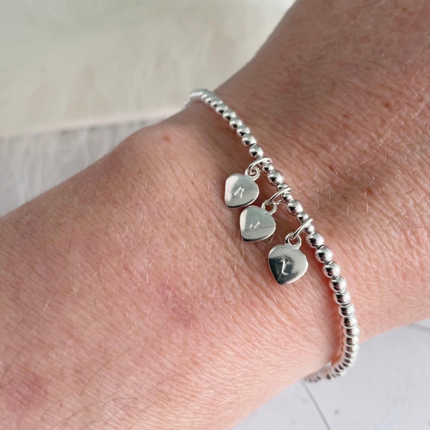 Initial Charm Personalised Bracelet, Family Initials Sterling Silver bracelet