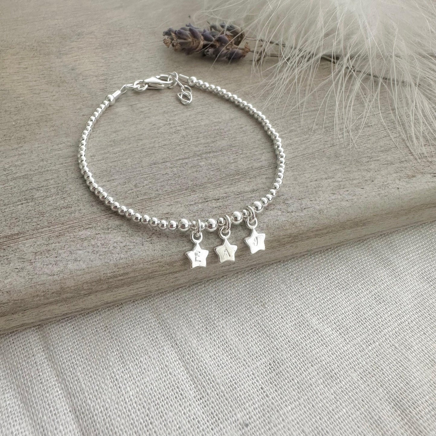 Stars Family Initials Bracelet in Sterling Silver