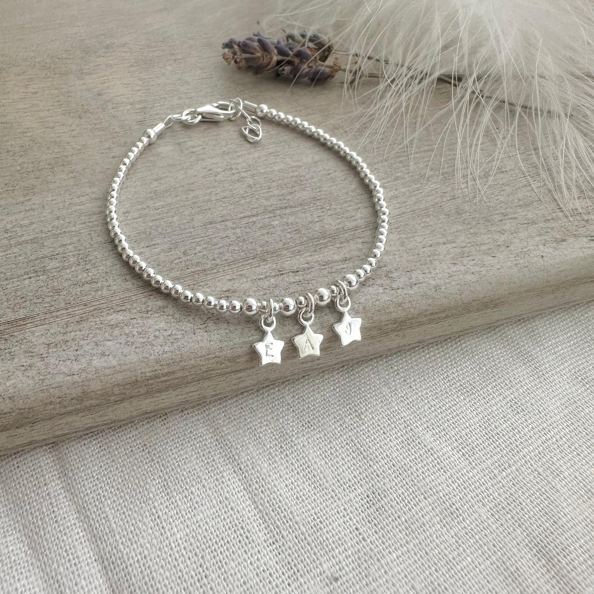 Stars Family Initials Bracelet in Sterling Silver