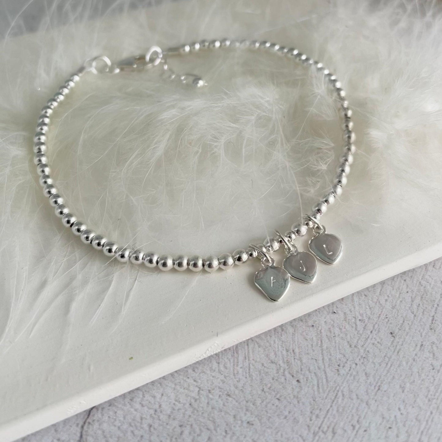 Initial Charm Personalised Bracelet, Family Initials Sterling Silver bracelet