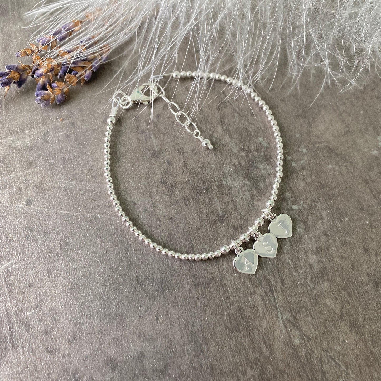 Personalised Family Initials Bracelet, Dainty Beaded Monogram Jewellery