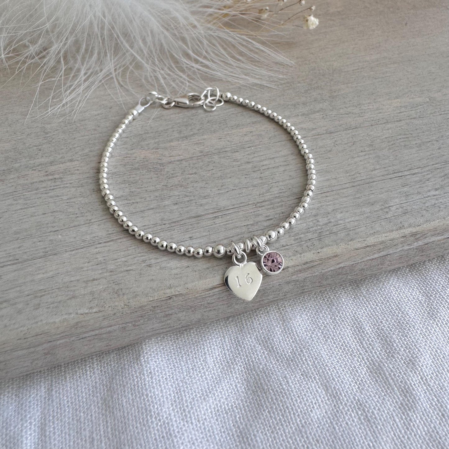 June Birthstone Bracelet, Milestone Birthday Gift with CZ crystal in sterling silver for 16th 18th 21st 30th 40th 50th 60th for women