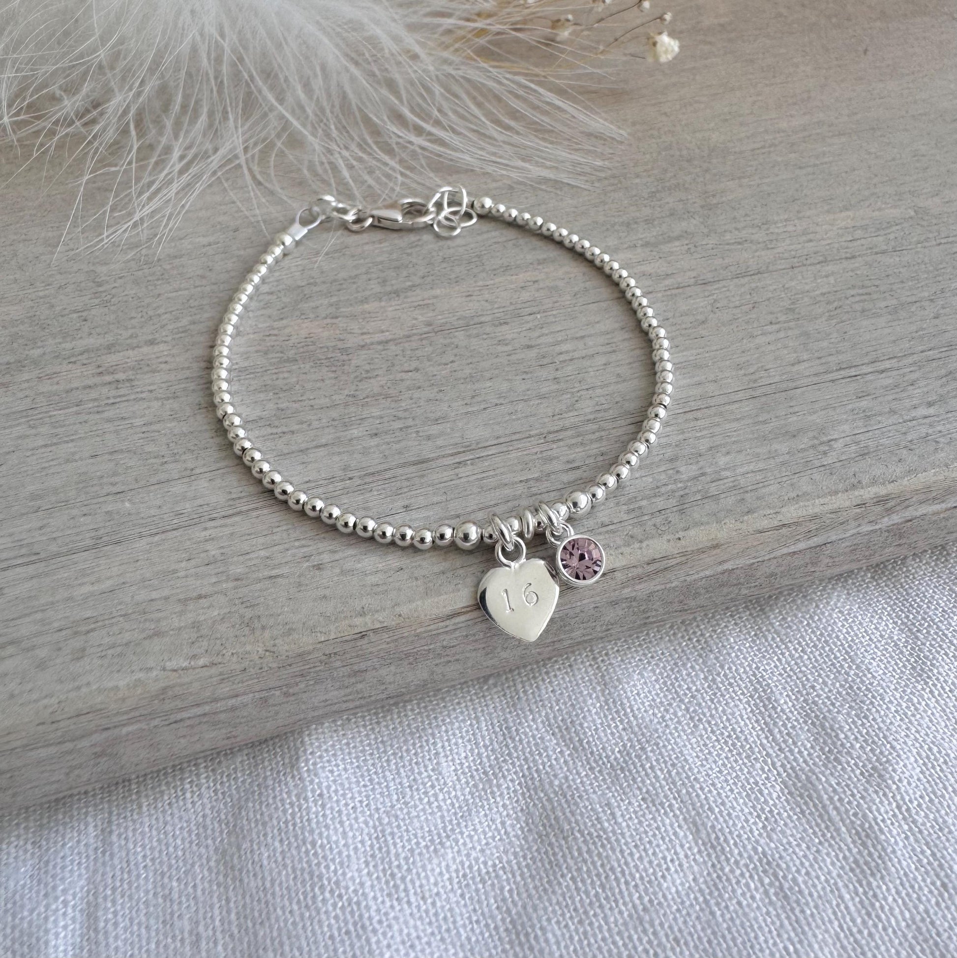 June Birthstone Bracelet, Milestone Birthday Gift with CZ crystal in sterling silver for 16th 18th 21st 30th 40th 50th 60th for women