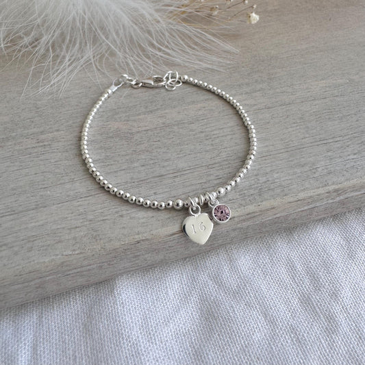 June Birthstone Bracelet, Milestone Birthday Gift with CZ crystal in sterling silver for 16th 18th 21st 30th 40th 50th 60th for women