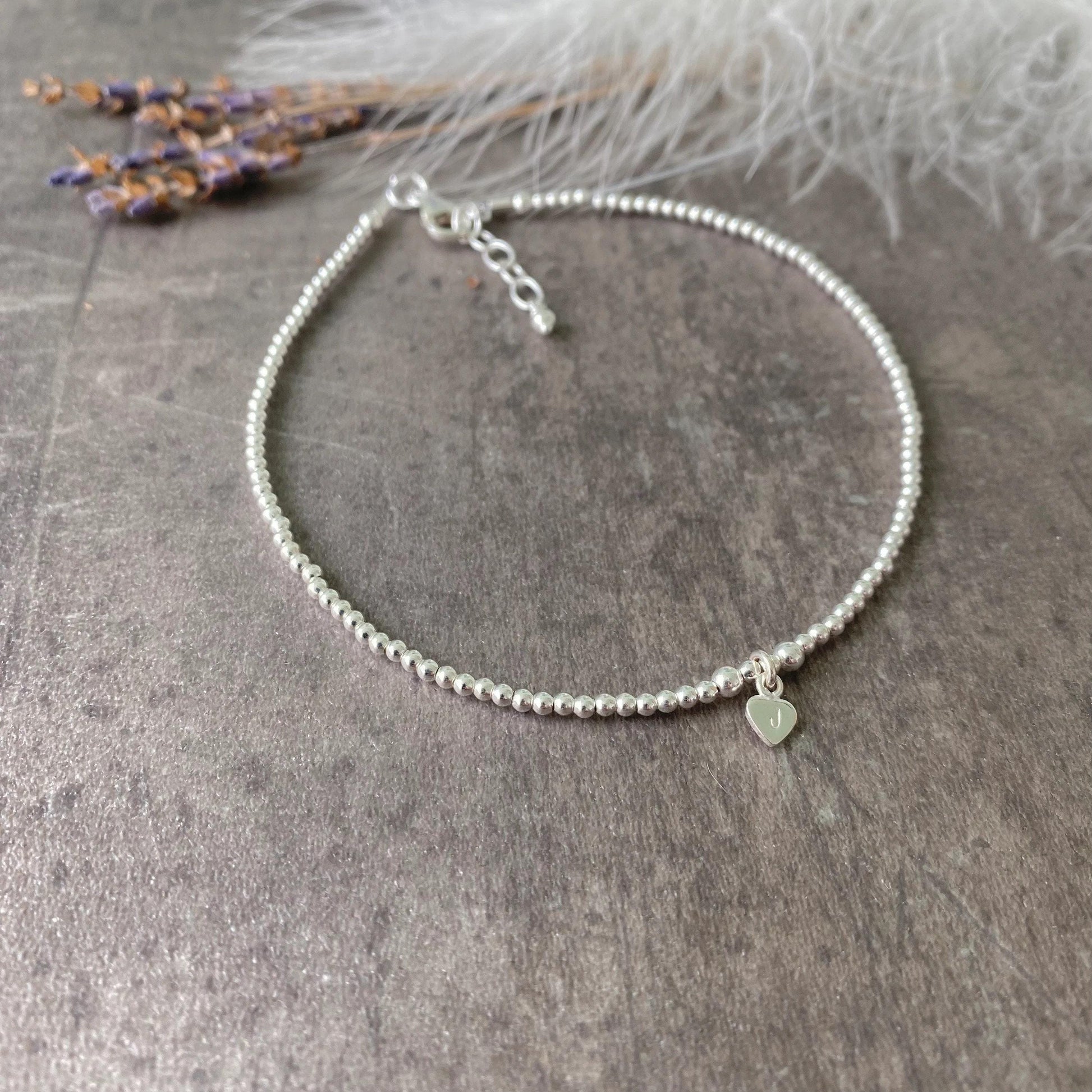 Family Initials Personalised Initial Anklet , Dainty Sterling Silver ankle bracelet jewellery