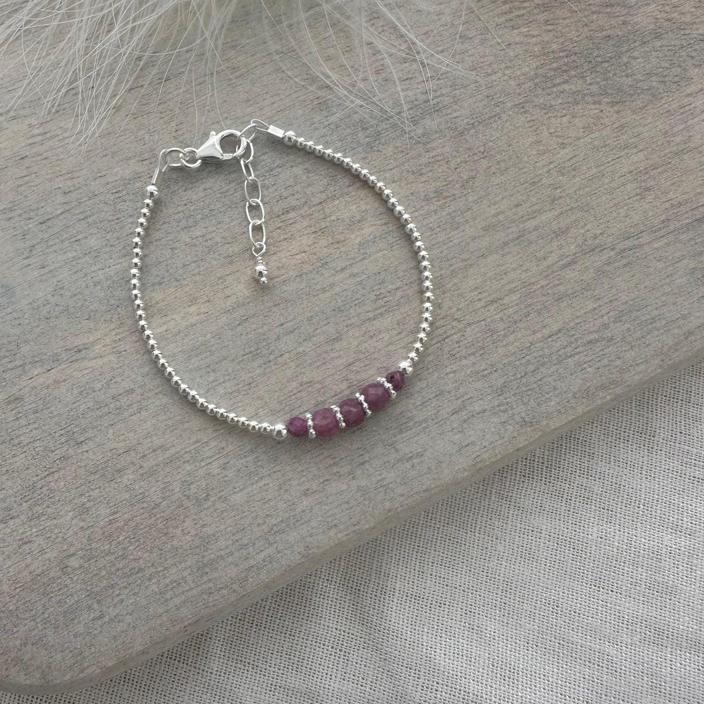July Birthstone Bracelet, Ruby Bracelet