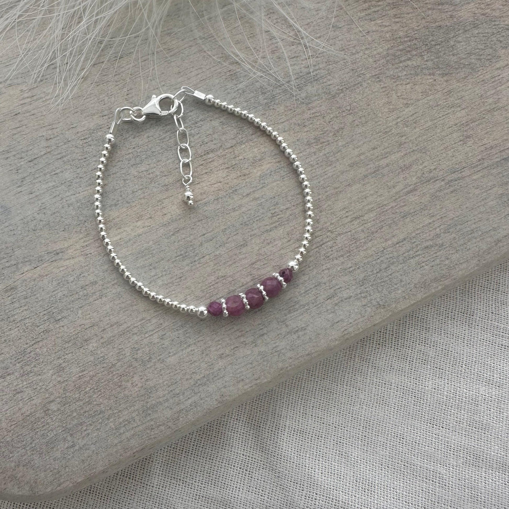 July Birthstone Bracelet, Ruby Bracelet