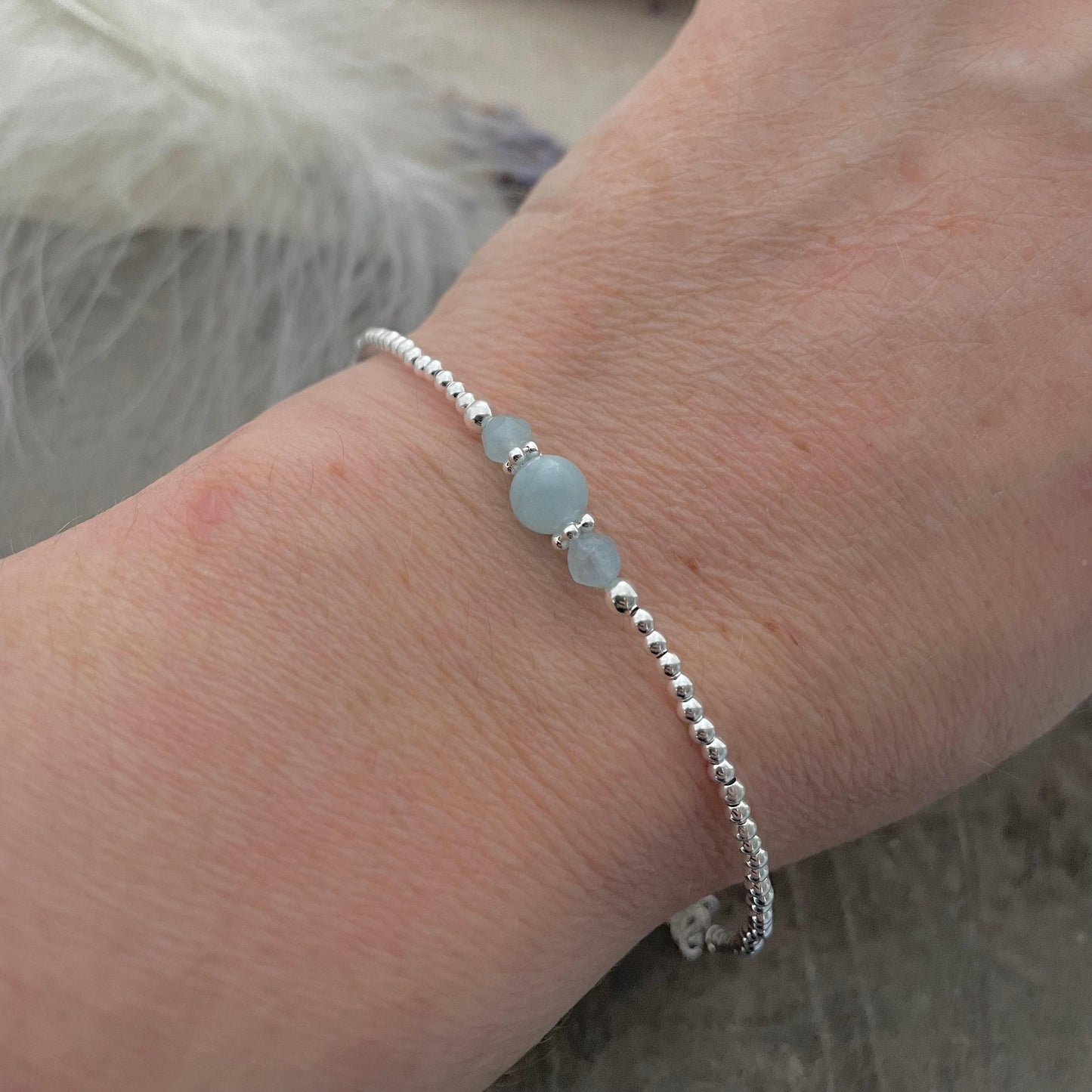 Dainty Aquamarine Bracelet, March Birthstone