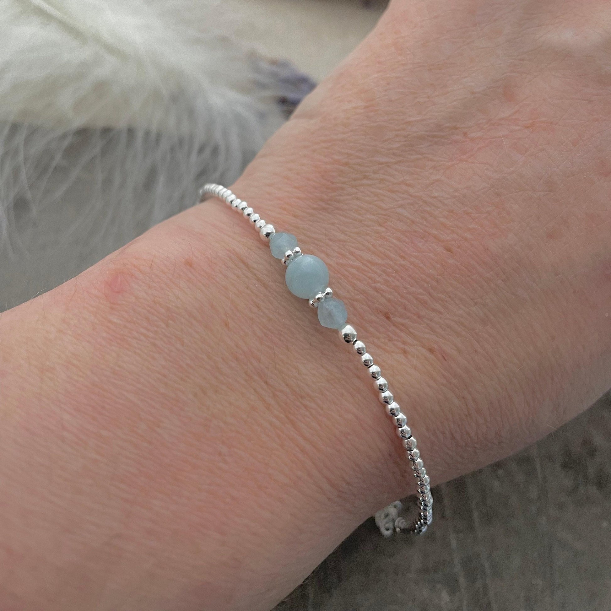 Dainty Aquamarine Bracelet, March Birthstone