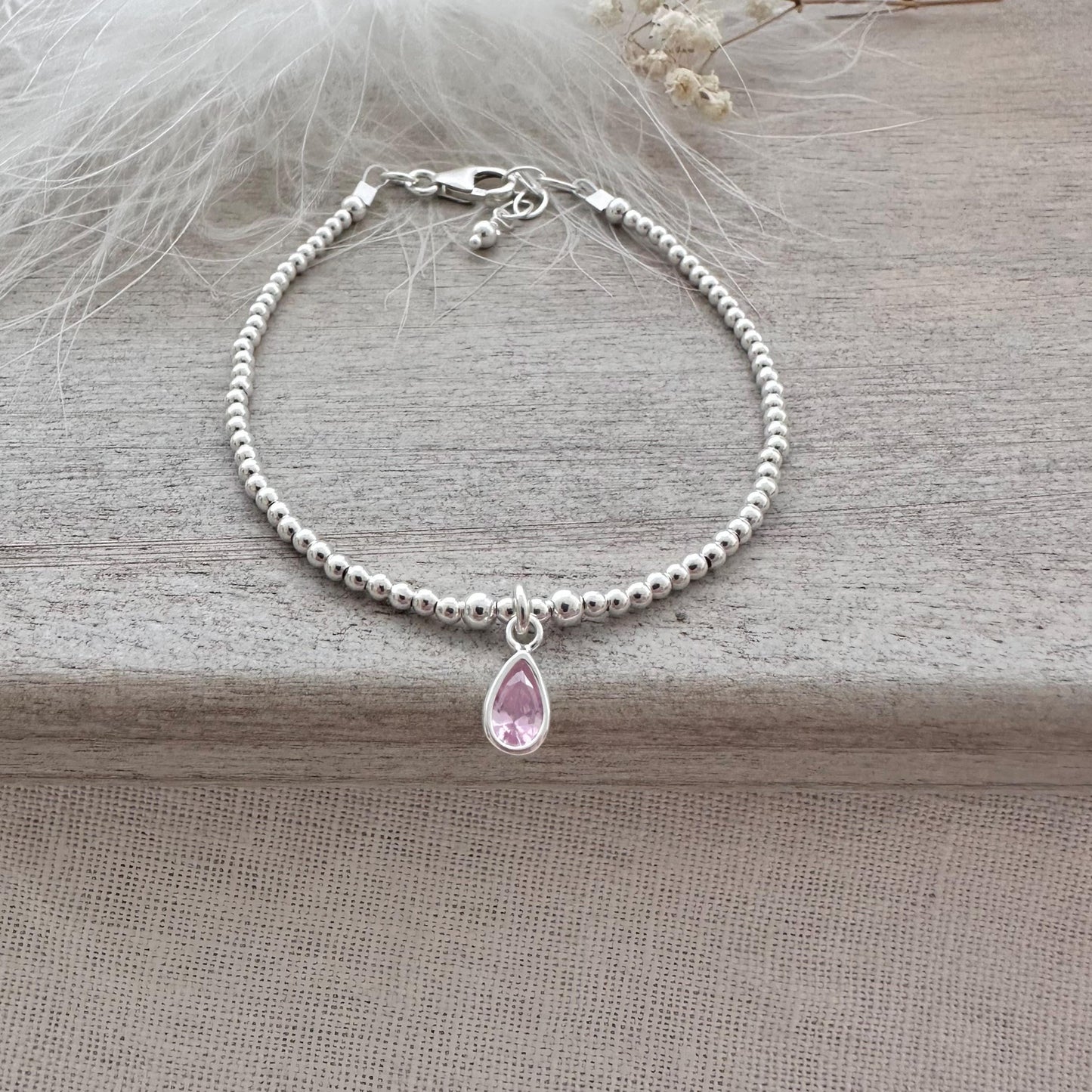 Cubic Zirconia Birthstone Bracelet, Birthday gift for women