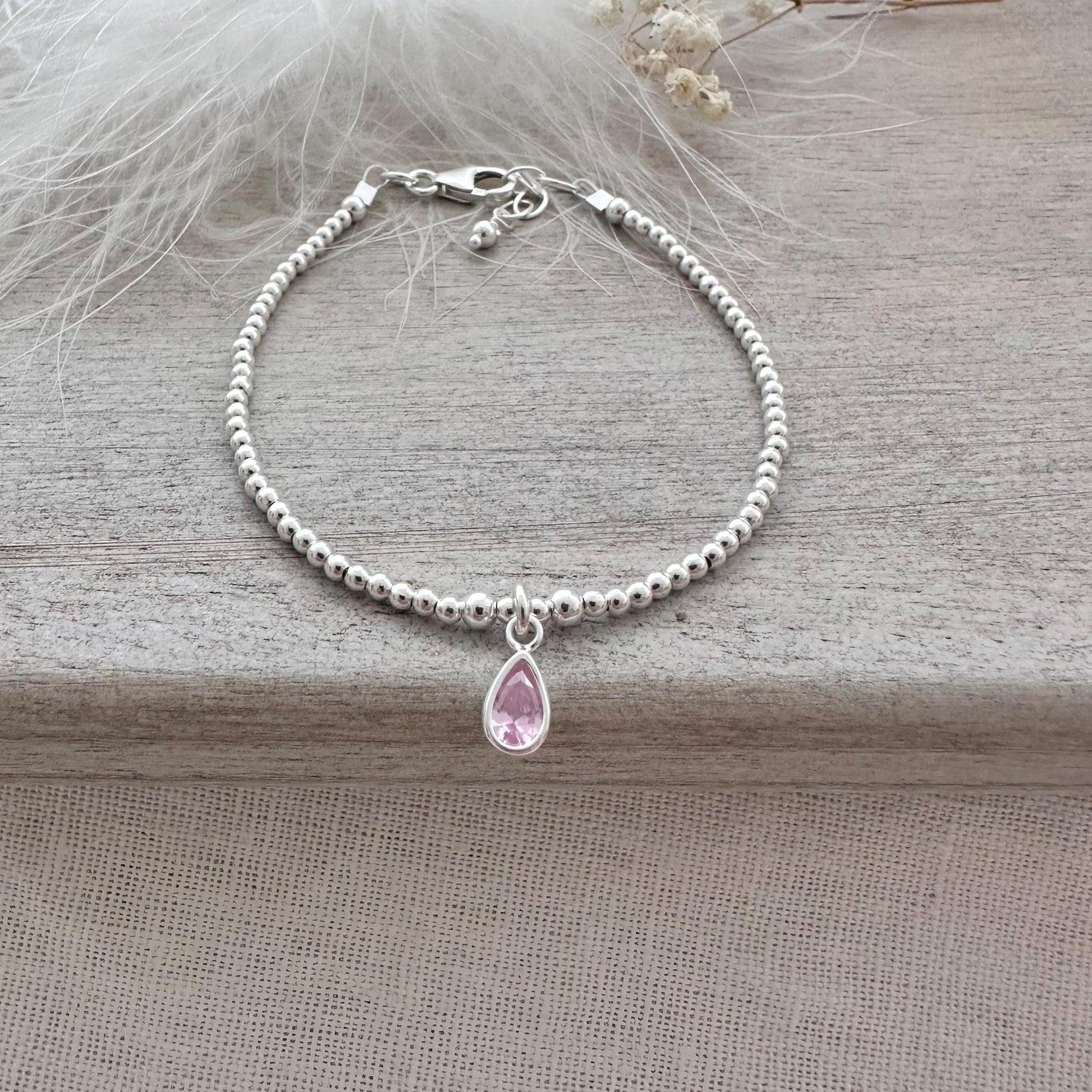 Cubic Zirconia Birthstone Bracelet, Birthday gift for women