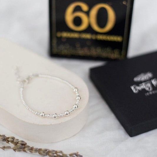 60th Birthday Gift 6 Beads 6 Decades Bracelet, Jewellery Gift for Her 60th in Sterling Silver