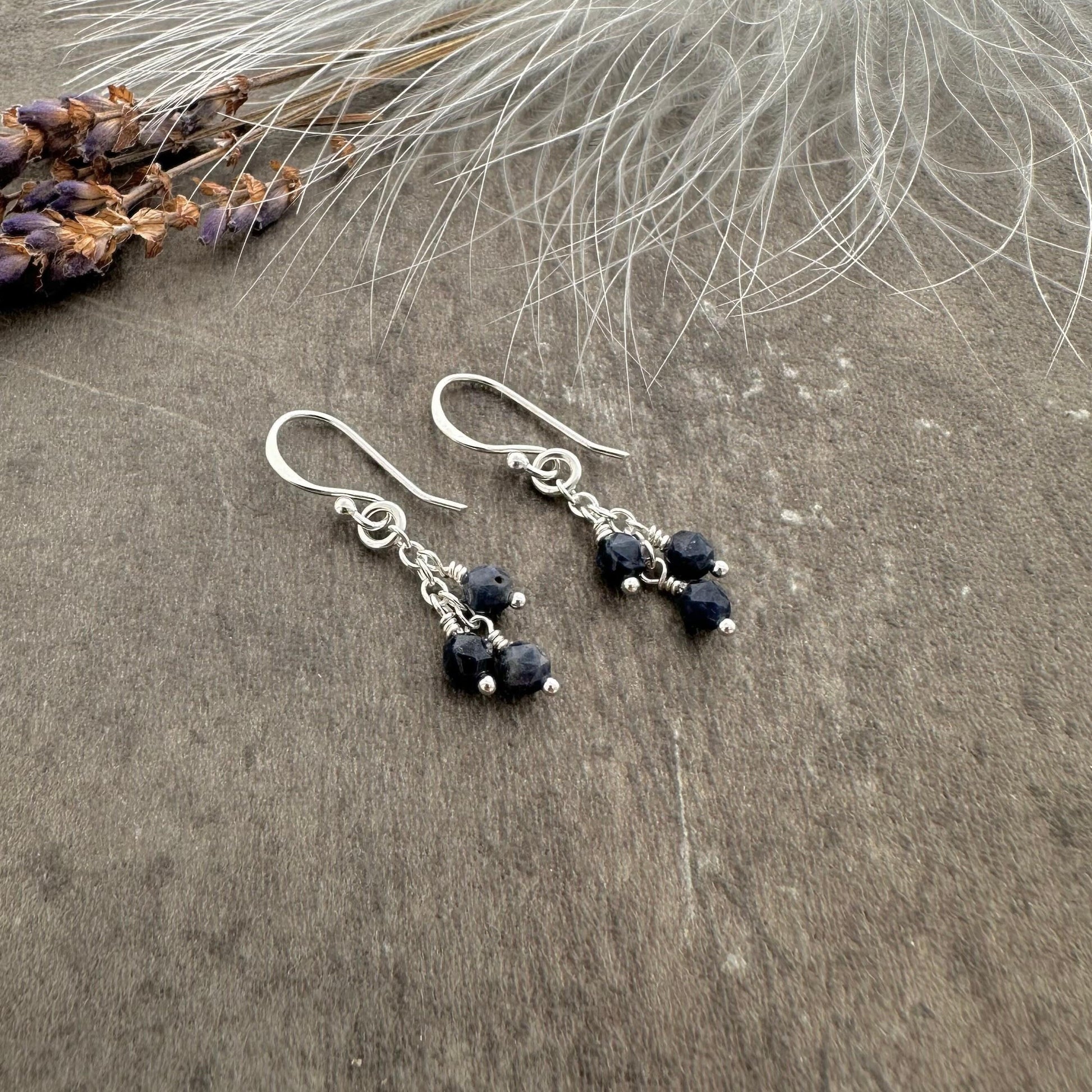 Sterling Silver Sapphire September Birthstone Earrings, Cascade Earrings