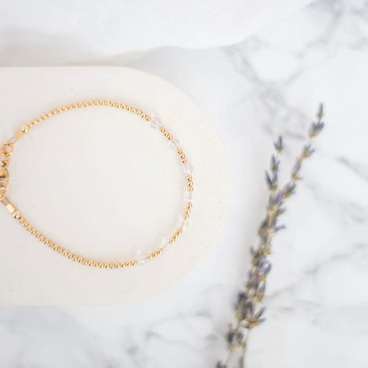 Gold Fill Birthstone bracelet, gemstone stacking bracelet gold