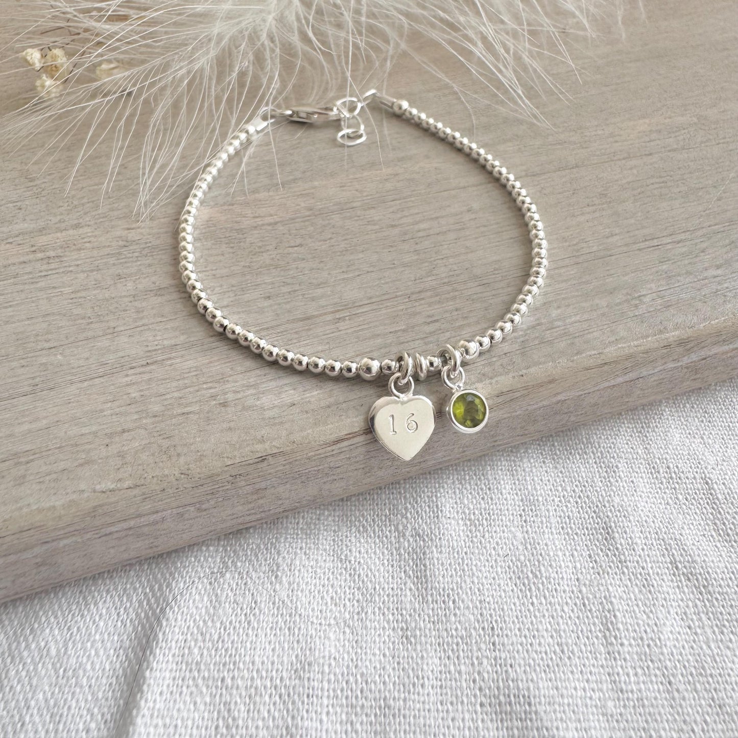 August Birthstone Bracelet, Milestone Birthday Gift with CZ or crystal in sterling silver for 16th 18th 21st 30th 40th 50th 60th for women