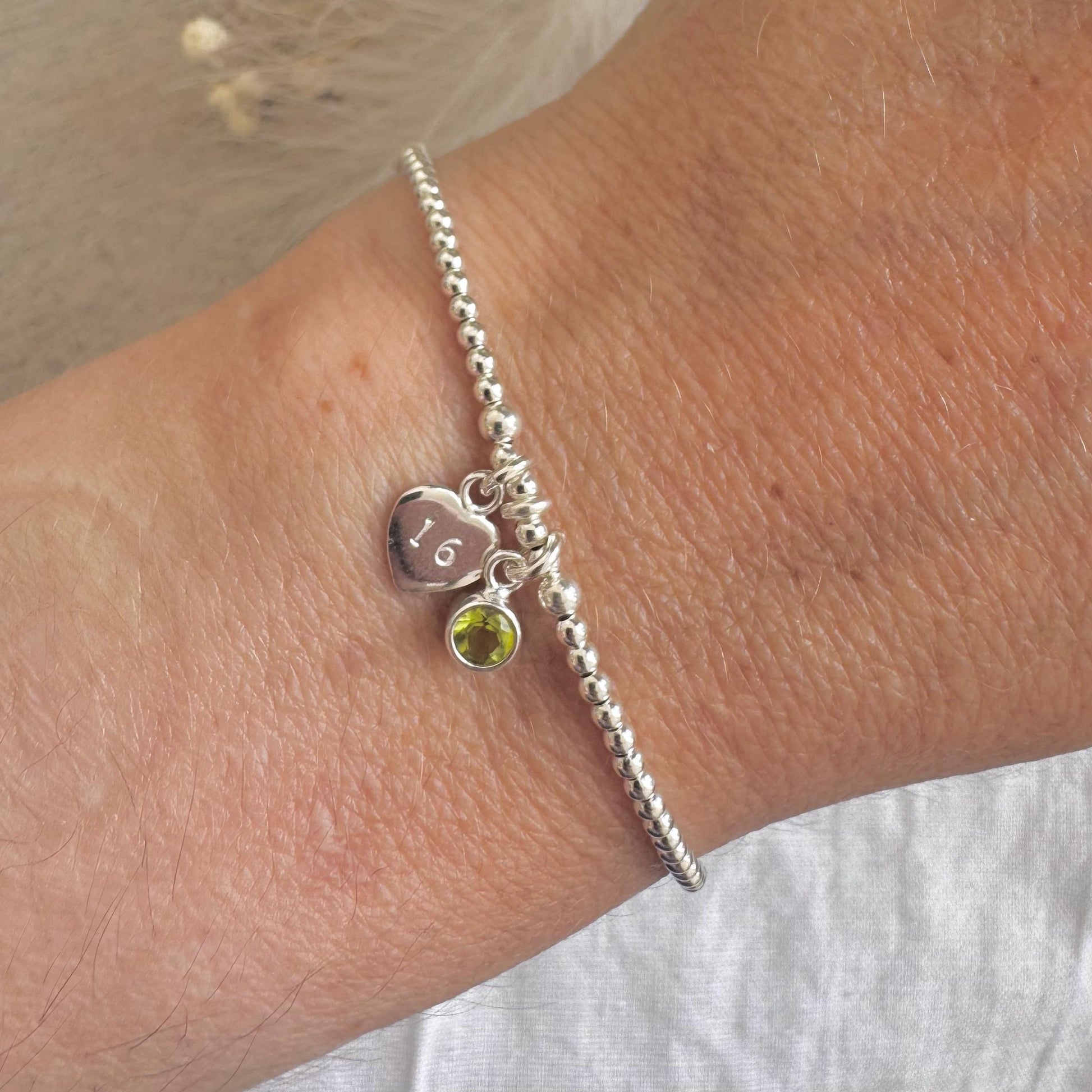 August Birthstone Bracelet, Milestone Birthday Gift with CZ or crystal in sterling silver for 16th 18th 21st 30th 40th 50th 60th for women