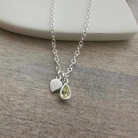 Personalised August Cubic zirconia Birthstone Initial Necklace, August Birthday gift for women