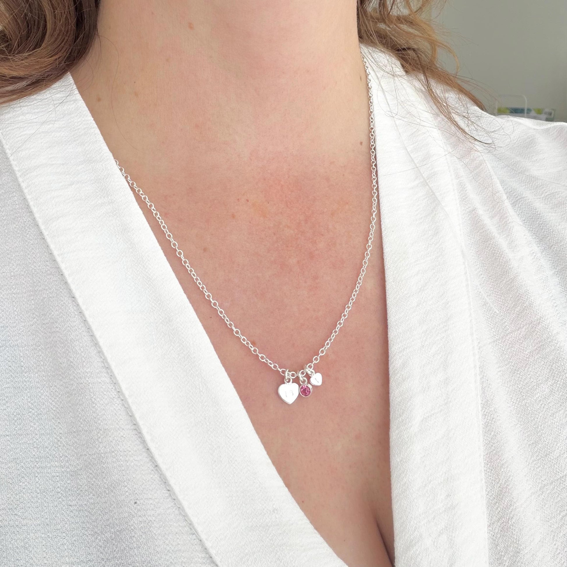 October Birthstone Necklace for Milestone Birthday, Personalised Initial & Age in Sterling Silver for 16th 18th 21st 30th 40th or 50th