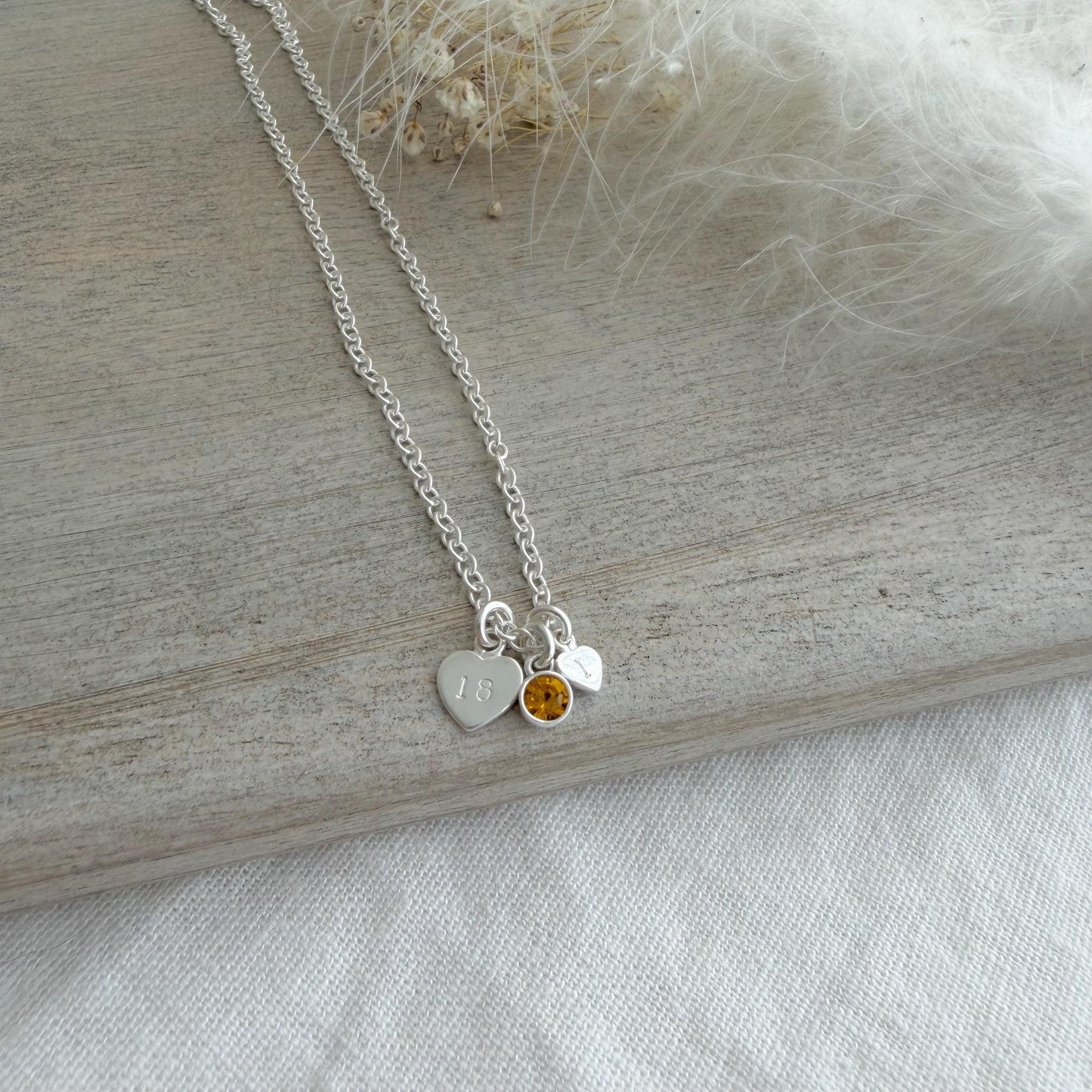 November Birthstone Necklace for Milestone Birthday, Personalised Initial & Age in Sterling Silver for 16th 18th 21st 30th 40th or 50th