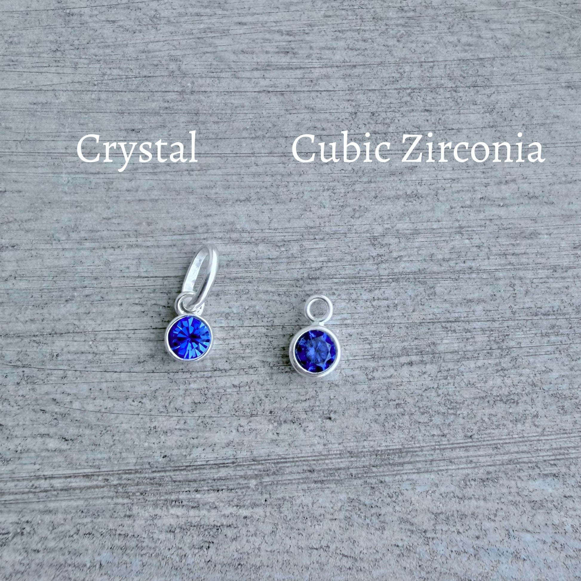 Personalised September Birthstone Bracelet for Birthday, Initial & Gem Crystal Charm in Sterling Silver