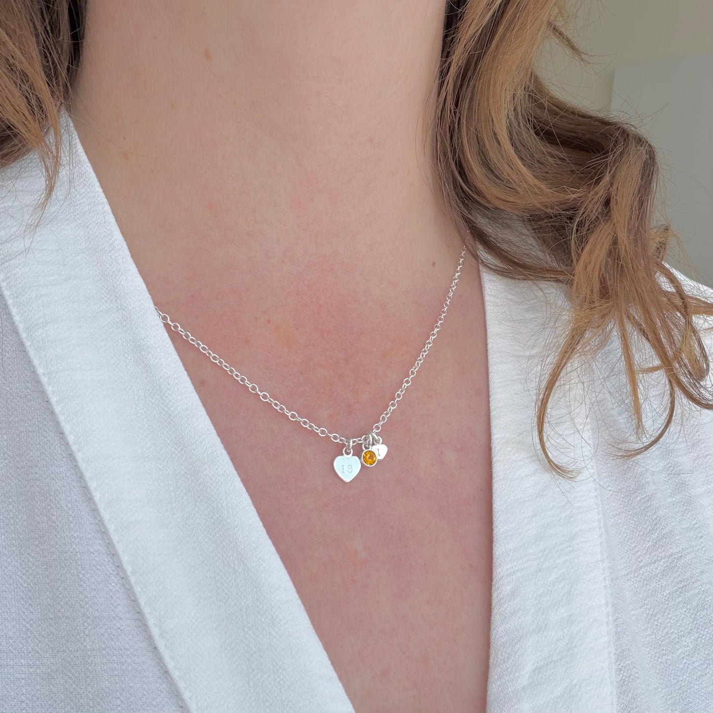 November Birthstone Necklace for Milestone Birthday, Personalised Initial & Age in Sterling Silver for 16th 18th 21st 30th 40th or 50th